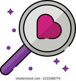 Search Icon. Happy Valentine's day signs and symbols. Love, couple, relationship, dating, wedding, holiday, romantic amour theme.