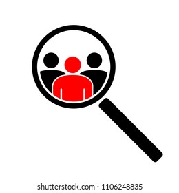 The search icon. Icons of people under a magnifying glass. Vector illustration.