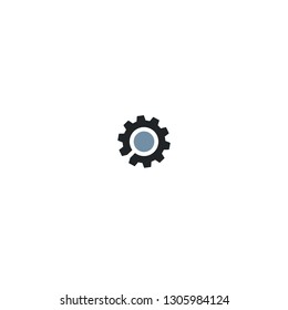 Search icon inside gears. Search icon for automotive components, spare parts for other equipment. Vector illustration.