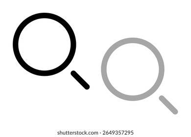Icono de Búsqueda. Ilustración vectorial de diseño aislado sobre fondo negro, gris y blanco.