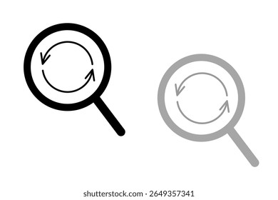 Icono de Búsqueda. Ilustración vectorial de diseño aislado sobre fondo negro, gris y blanco.