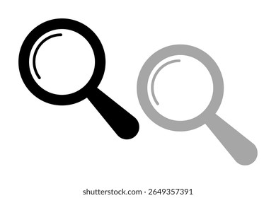 Ícone Pesquisar. Ilustração isolada de vetor de design em fundo preto, cinza e branco.