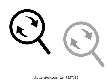 Ícone Pesquisar. Ilustração isolada de vetor de design em fundo preto, cinza e branco.