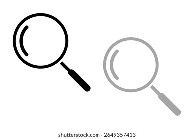Suchsymbol. Isolierte Design-Vektorgrafik auf schwarz, grauem und weißem Hintergrund.