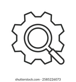 Search icon in line design. Search, magnifying glass, find, lookup, explore, zoom, investigation on white background vector. Search icon in line design editable stroke icon