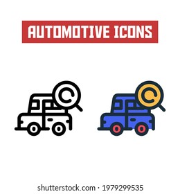 search icon. line and flat color icon. automotive icon theme.