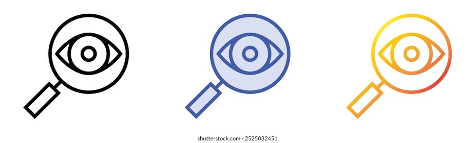 search icon. Linear, Blue Fill and Gradient Style Design Isolated On White Background