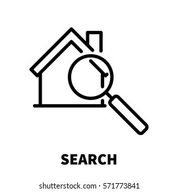 Search icon or logo in modern line style. High quality black outline pictogram for web site design and mobile apps. Vector illustration on a white background.