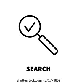 Search icon or logo in modern line style. High quality black outline pictogram for web site design and mobile apps. Vector illustration on a white background.
