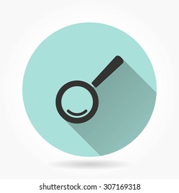 Search   icon with long shadow, flat design. Vector illustration.