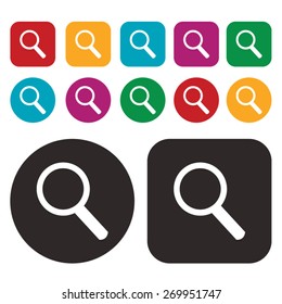Search icon. Magnifier icon. Find icon. Vector