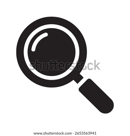 Search icon with magnifying glass for finding information and data analysis a tool for research exploration and zooming in on details vector solid glyph icon