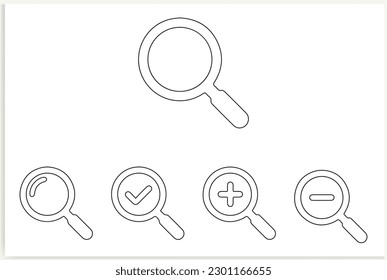 Search icon. Magnifying glass loupe. Vector isolated icon.   Magnifier loupe sign, vector Illustration.