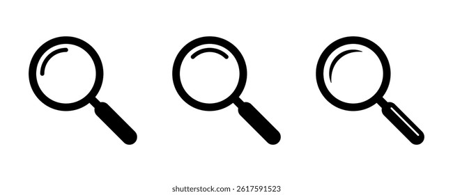 Search icon. Magnifying glass icon, magnifier icons set.