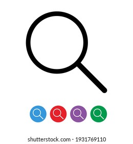 Search icon or magnifying glass set simple flat vector graphic on isolated background