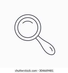 Search icon. Magnifying glass sign. Zoom symbol. Linear outline icon on white background. Vector