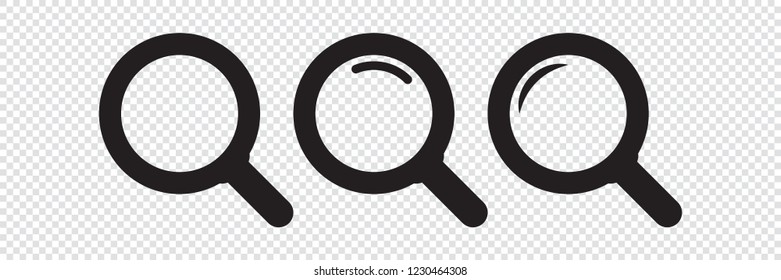 Search icon. Magnifying glass icon, vector magnifier or loupe sign.