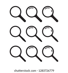 Search icon. Magnifying glass icon, vector magnifier or loupe sign.