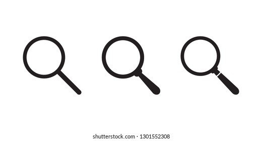 Search icon. Magnifying glass icon, vector magnifier or loupe sign.