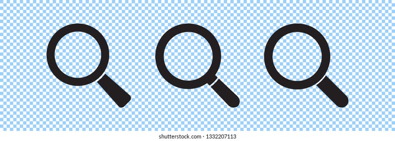 Search icon. Magnifying glass icon, vector magnifier or loupe sign.