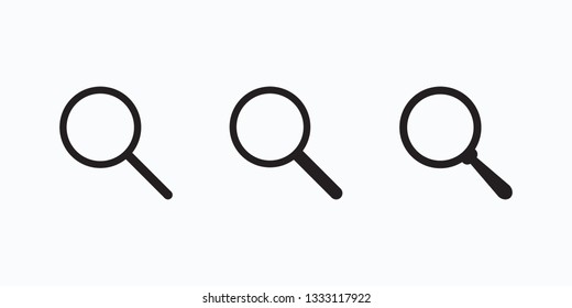 Search icon. Magnifying glass icon, vector magnifier or loupe sign.