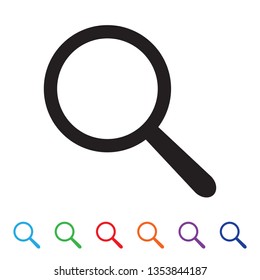 Search icon. Magnifying glass icon, vector magnifier or loupe sign.