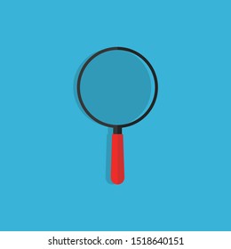 Search icon, magnifying glass vector illustration. Flat design style and colored background