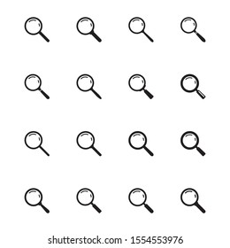 Search icon. Magnifying glass icon, vector magnifier or loupe sign.