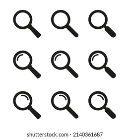 Search icon. Magnifying glass icon, vector magnifier or loupe sign.