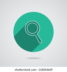Search Icon. Magnifying Glass. Vector illustration with long shadow on a gray background EPS10