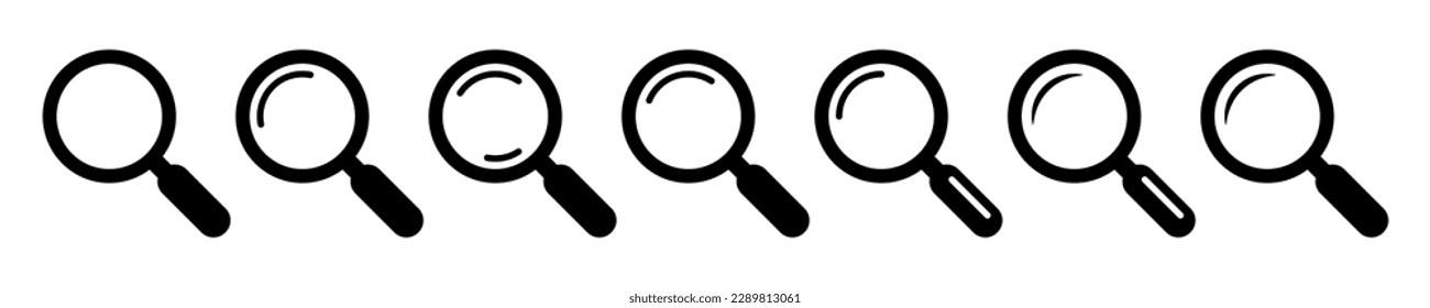 Search icon. Magnifying glass icon, vector magnifier or loupe sign.