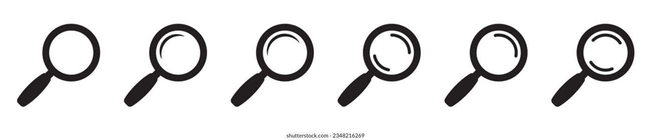 Search icon. Magnifying glass icon, vector magnifier or loupe sign.