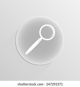 Search Icon. Magnifying Glass. vector illustration on a white button with shadow 