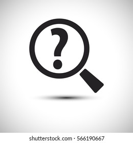 Search Icon. Magnifying glass Icon. Zoom Icon. Question mark Find Icon. Vector illustration.