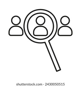 Icono de búsqueda, magnificando usuario. Simple, claro. Ilustración vectorial. EPS 10.