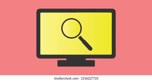 Search icon on computer screen. SEO concept modern design vector illustration in trendy flat design. Search on screen icon.