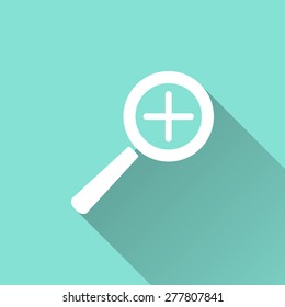 Search icon on a green background. Vector illustration, flat design. 