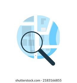 Search icon on maps for your application, web page. Conception of gps maps.