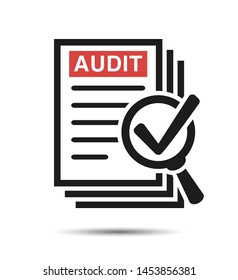 Search Icon on a report board, Audit review, Check List Icon. Vector flat design