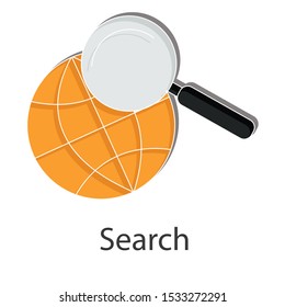 Search icon on white background. Creative idea design for your project. Flat vector illustration for presentation, brochure,  template, mobile app.