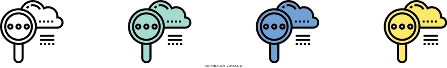search icon. Outline, Green, Blue and Yellow Style Design Isolated On White Background