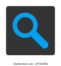 Search icon from Primitive Buttons OverColor Set. This rounded square flat button is drawn with blue and gray colors on a white background.