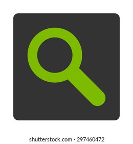 Search icon from Primitive Buttons OverColor Set. This rounded square flat button is drawn with eco green and gray colors on a white background.