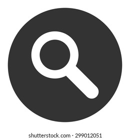 Search icon from Primitive Round Buttons OverColor Set. This round flat button is drawn with white and gray colors on a white background.