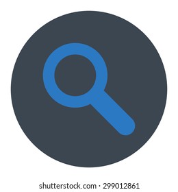 Search icon from Primitive Round Buttons OverColor Set. This round flat button is drawn with smooth blue colors on a white background.