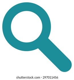 Search icon from Primitive Set. This isolated flat symbol is drawn with soft blue color on a white background, angles are rounded.