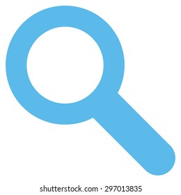 Search icon from Primitive Set. This isolated flat symbol is drawn with blue color on a white background, angles are rounded.