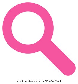 Search icon from Primitive Set. This isolated flat symbol is drawn with pink color on a white background, angles are rounded.