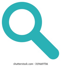 Search icon from Primitive Set. This isolated flat symbol is drawn with cyan color on a white background, angles are rounded.