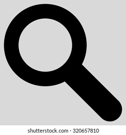 Search icon from Primitive Set. This isolated flat symbol is drawn with black color on a light gray background, angles are rounded.